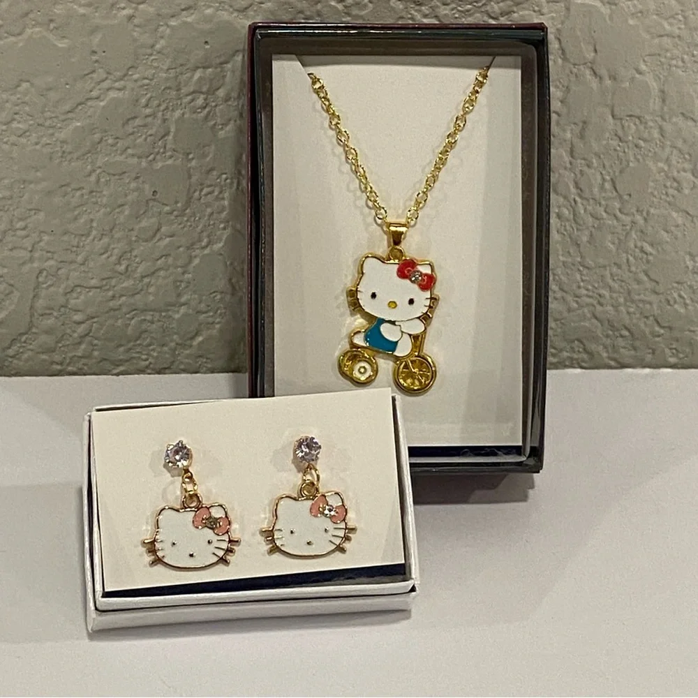 Hello Kitty Sanrio Necklace and Earring Set NEW